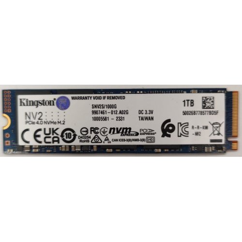 Ssd-диск Kingston NV2 3D NAND 1TB M.2 (2280 PCI-E) NVMe x4 (SNV2S/1000G) (Восстановлено продавцом, 905431) купить в Украине | Telemart фото