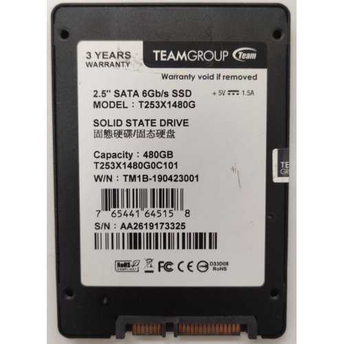 Ssd-диск Team GX1 TLC 480GB 2.5" (T253X1480G0C101) (Відновлено продавцем, 905438) купити в Україні | Telemart фото