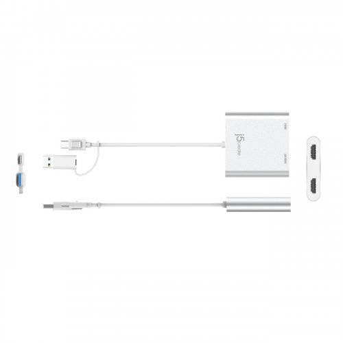 Сплиттер J5create JCA365 USB Type-C to 2 x HDMI (JCA365-N) Silver купить в Украине | Telemart фото