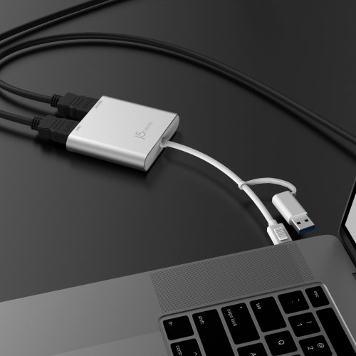 Сплиттер J5create JCA365 USB Type-C to 2 x HDMI (JCA365-N) Silver купить в Украине | Telemart фото