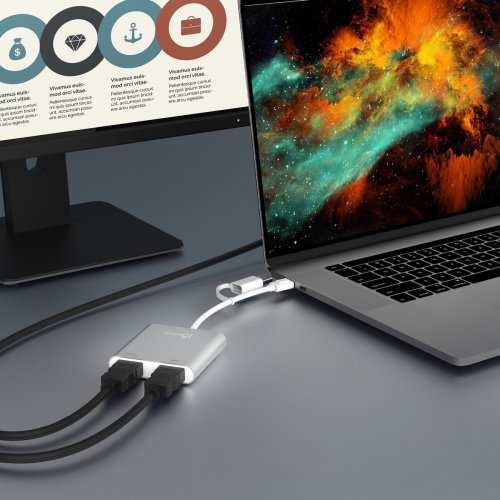 Сплиттер J5create JCA365 USB Type-C to 2 x HDMI (JCA365-N) Silver купить в Украине | Telemart фото