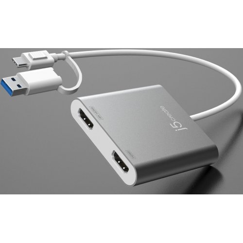 Сплиттер J5create JCA365 USB Type-C to 2 x HDMI (JCA365-N) Silver купить в Украине | Telemart фото