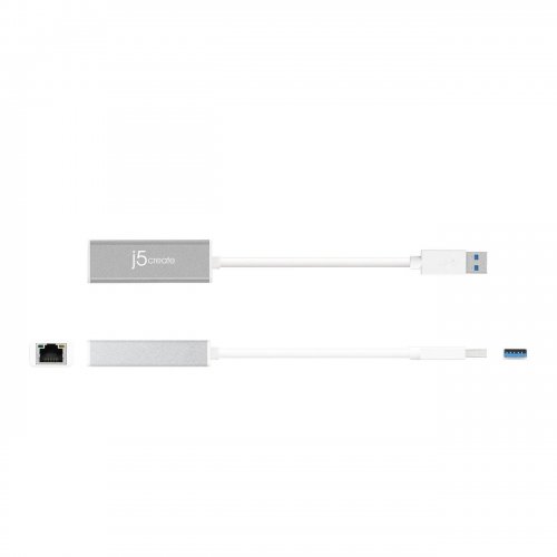 Мережева карта J5create JUE130 USB 3.0 to Gigabit Ethernet (JUE130-N) Silver купити в Україні | Telemart фото