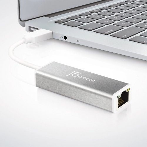 Мережева карта J5create JUE130 USB 3.0 to Gigabit Ethernet (JUE130-N) Silver купити в Україні | Telemart фото