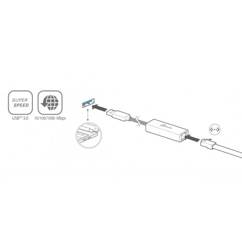Мережева карта J5create JUE130 USB 3.0 to Gigabit Ethernet (JUE130-N) Silver купити в Україні | Telemart фото
