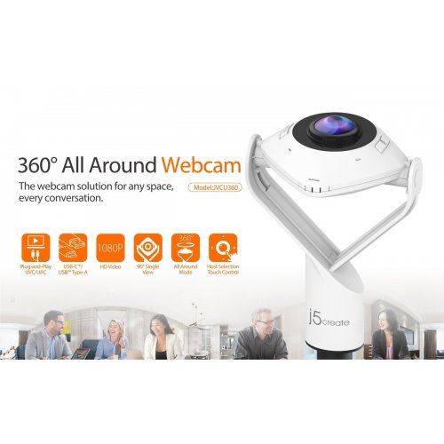 Веб-камера J5create JVCU360 Full HD (JVCU360-N) White купити в Україні | Telemart фото