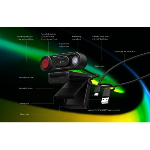 Веб-камера J5create JVU250 Full HD (JVU250-N) Black купити в Україні | Telemart фото