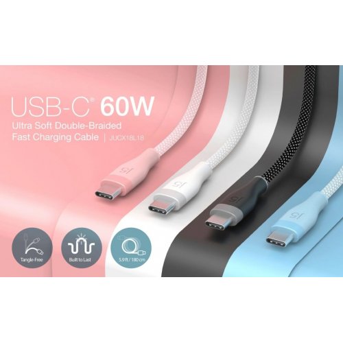 Кабель J5create JUCX18 USB Type-C to USB Type-C 60W 1.8m (JUCX18L18W-N) White купить в Украине | Telemart фото