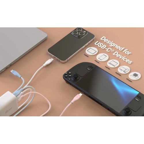Кабель J5create JUCX18 USB Type-C to USB Type-C 60W 1.8m (JUCX18L18W-N) White купить в Украине | Telemart фото