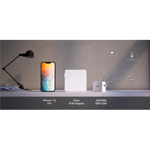 Сетевое зарядное устройство J5create JUP3365E GaN USB + 2 x USB Type-C 65W (JUP3365E-EN) White купить в Украине | Telemart фото