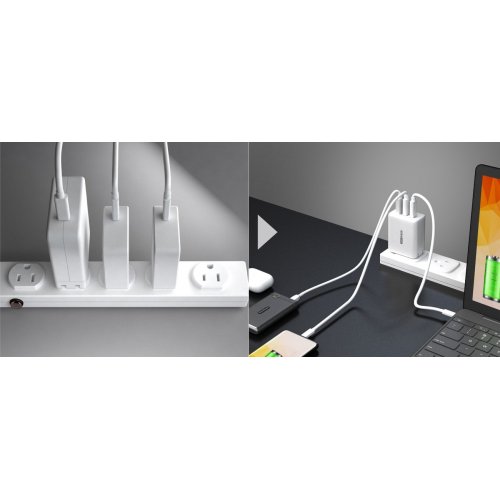 Сетевое зарядное устройство J5create JUP3365E GaN USB + 2 x USB Type-C 65W (JUP3365E-EN) White купить в Украине | Telemart фото