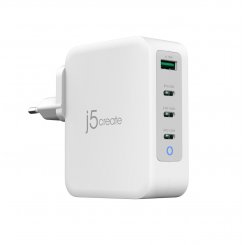 Сетевое зарядное устройство J5create JUP43130E GaN USB + 3 x USB Type-C 130W (JUP43130E-EN) White/Grey