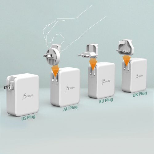 Сетевое зарядное устройство J5create JUP43130E GaN USB + 3 x USB Type-C 130W (JUP43130E-EN) White/Grey купить в Украине | Telemart фото