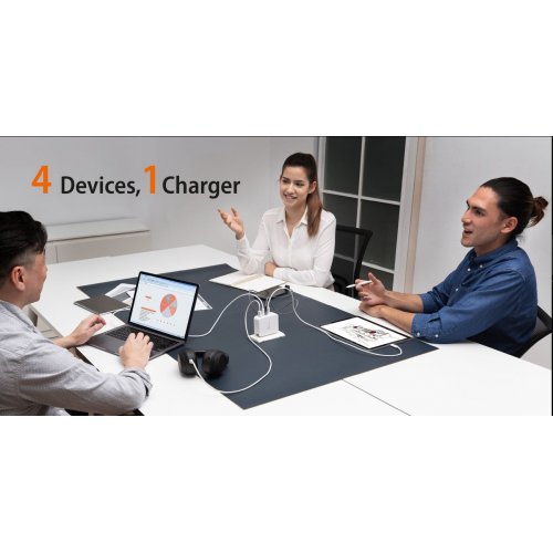 Сетевое зарядное устройство J5create JUP43130E GaN USB + 3 x USB Type-C 130W (JUP43130E-EN) White/Grey купить в Украине | Telemart фото