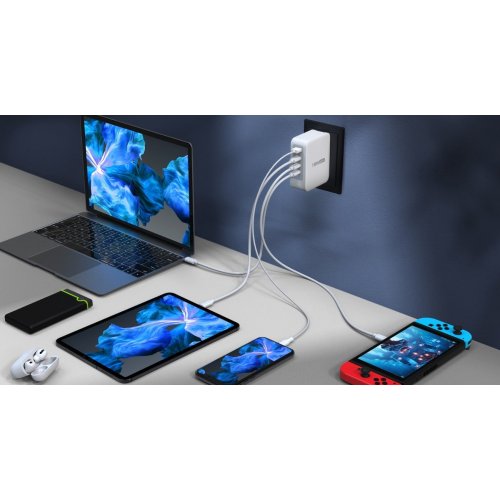 Сетевое зарядное устройство J5create JUP43130E GaN USB + 3 x USB Type-C 130W (JUP43130E-EN) White/Grey купить в Украине | Telemart фото