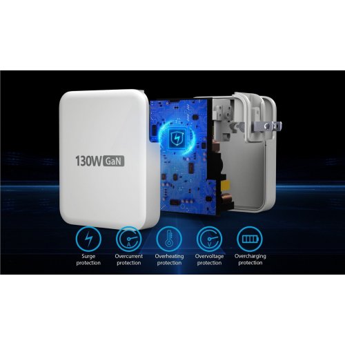 Сетевое зарядное устройство J5create JUP43130E GaN USB + 3 x USB Type-C 130W (JUP43130E-EN) White/Grey купить в Украине | Telemart фото