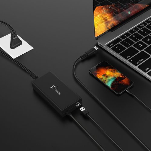 Зарядное устройство для ноутбука J5create JUP2290C USB + USB Type-C 100W (JUP2290C-EN) Black купить в Украине | Telemart фото