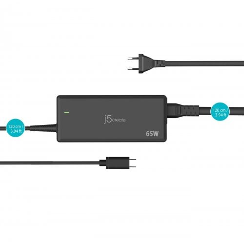 Зарядний пристрій для ноутбука J5create JUP1265 USB Type-C 65W (JUP1265-EN) Black купити в Україні | Telemart фото