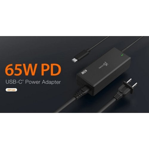 Зарядний пристрій для ноутбука J5create JUP1265 USB Type-C 65W (JUP1265-EN) Black купити в Україні | Telemart фото