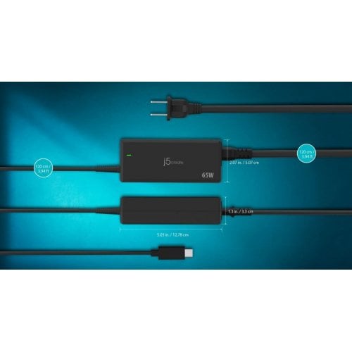 Зарядний пристрій для ноутбука J5create JUP1265 USB Type-C 65W (JUP1265-EN) Black купити в Україні | Telemart фото
