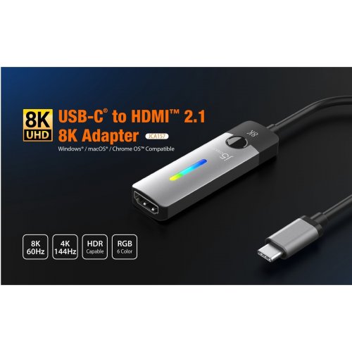 Адаптер-переходник J5create JCA157 USB Type-C to HDMI v2.1 8K (JCA157-N) Space Gray купить в Украине | Telemart фото