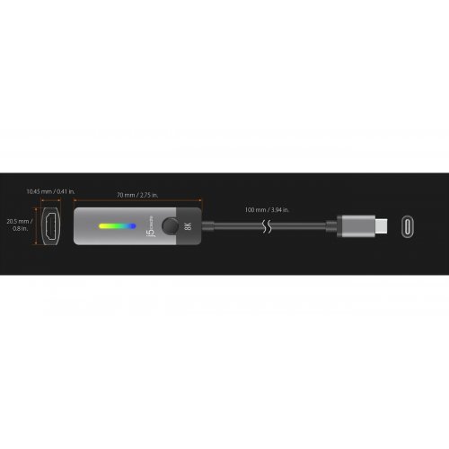 Адаптер-переходник J5create JCA157 USB Type-C to HDMI v2.1 8K (JCA157-N) Space Gray купить в Украине | Telemart фото