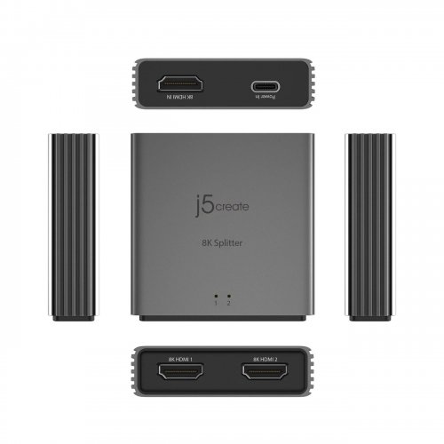 Разветвитель-сплиттер J5create JDSH812 HDMI to 2 x HDMI v2.1 8K (JDSH812-N) Space Gray купить в Украине | Telemart фото