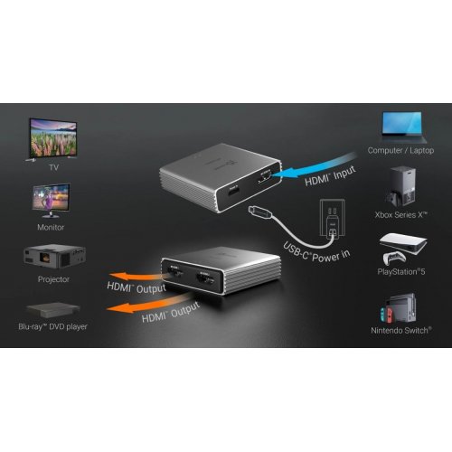 Разветвитель-сплиттер J5create JDSH812 HDMI to 2 x HDMI v2.1 8K (JDSH812-N) Space Gray купить в Украине | Telemart фото
