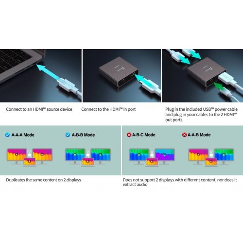 Разветвитель-сплиттер J5create JDSH812 HDMI to 2 x HDMI v2.1 8K (JDSH812-N) Space Gray купить в Украине | Telemart фото