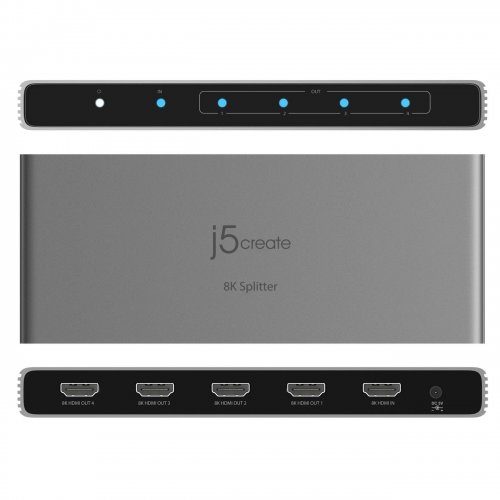 Разветвитель-сплиттер J5create JDSH814 HDMI to 4 x HDMI v2.1 8K (JDSH814-N) Gray купить в Украине | Telemart фото