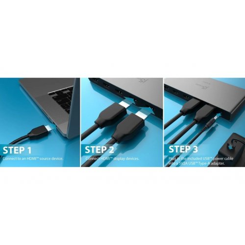 Разветвитель-сплиттер J5create JDSH814 HDMI to 4 x HDMI v2.1 8K (JDSH814-N) Gray купить в Украине | Telemart фото