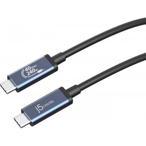 Кабель J5create JUC29L08 USB Type-C to USB Type-C 8K 0.8m (JUC29L08-N) Black купити в Україні | Telemart фото