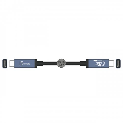 Кабель J5create JUC29L08 USB Type-C to USB Type-C 8K 0.8m (JUC29L08-N) Black купити в Україні | Telemart фото