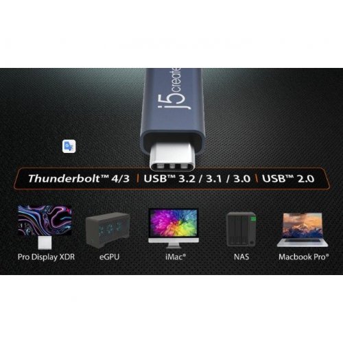 Кабель J5create JUC29L08 USB Type-C to USB Type-C 8K 0.8m (JUC29L08-N) Black купити в Україні | Telemart фото