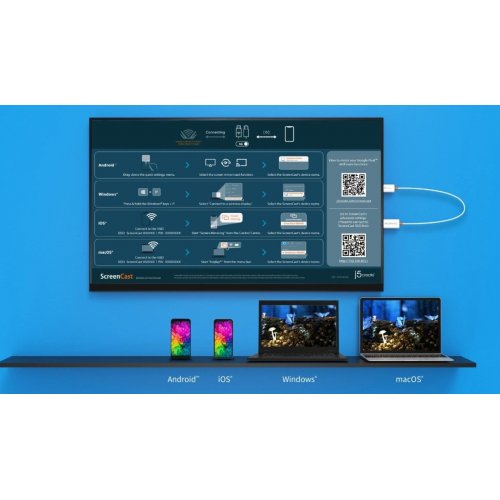 Бездротовий подовжувач J5create JVAW56 ScreenCast Wireless Display Adapter Full HD (JVAW56-N) White купити в Україні | Telemart фото