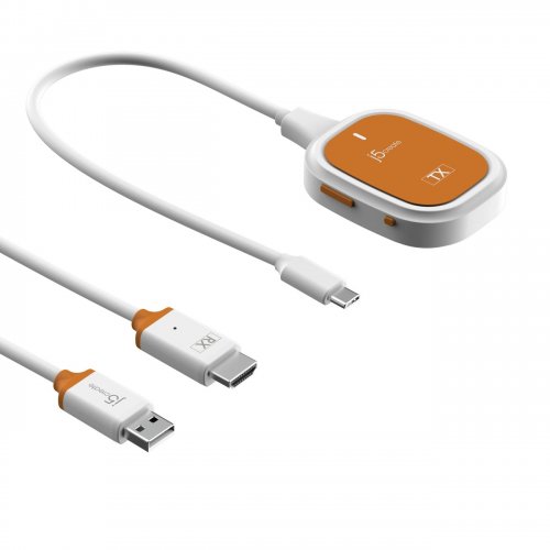 Бездротовий подовжувач J5create JVAW61 ScreenCast USB Type-C to HDMI Full HD up to 15m (JVAW61-N) White/Orange купити в Україні | Telemart фото