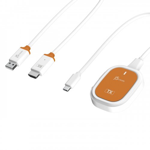 Бездротовий подовжувач J5create JVAW61 ScreenCast USB Type-C to HDMI Full HD up to 15m (JVAW61-N) White/Orange купити в Україні | Telemart фото
