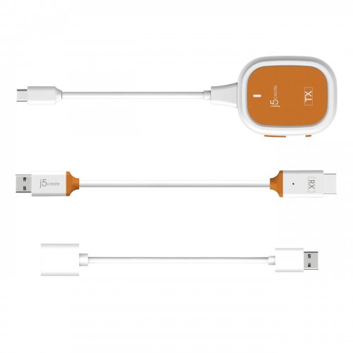 Бездротовий подовжувач J5create JVAW61 ScreenCast USB Type-C to HDMI Full HD up to 15m (JVAW61-N) White/Orange купити в Україні | Telemart фото