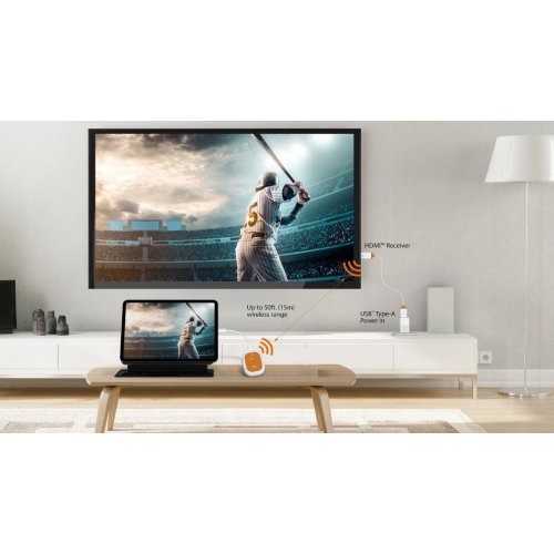 Бездротовий подовжувач J5create JVAW61 ScreenCast USB Type-C to HDMI Full HD up to 15m (JVAW61-N) White/Orange купити в Україні | Telemart фото