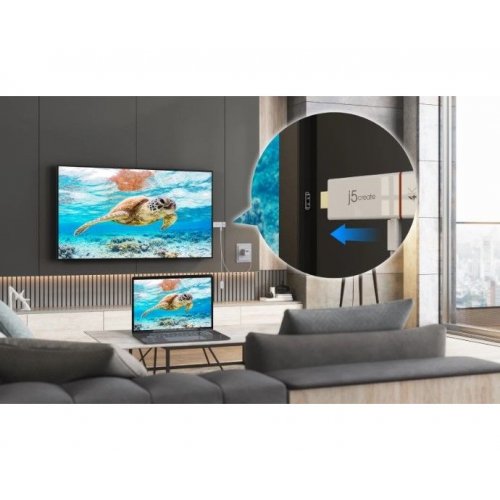 Бездротовий подовжувач J5create JVAW61 ScreenCast USB Type-C to HDMI Full HD up to 15m (JVAW61-N) White/Orange купити в Україні | Telemart фото