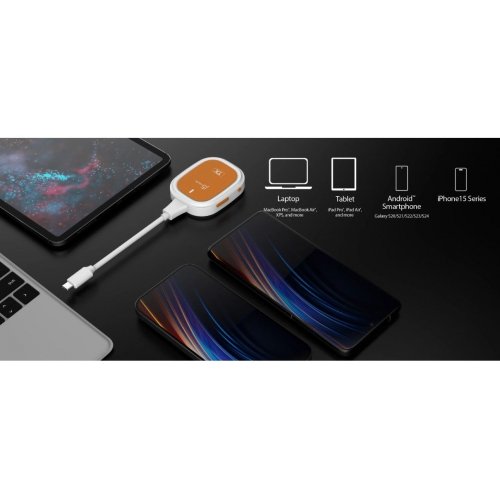 Бездротовий подовжувач J5create JVAW61 ScreenCast USB Type-C to HDMI Full HD up to 15m (JVAW61-N) White/Orange купити в Україні | Telemart фото
