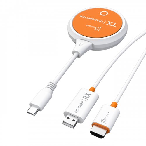Бездротовий подовжувач J5create JVAW62 ScreenCast USB Type-C to HDMI Full HD up to 15m (JVAW62-N) White/Orange купити в Україні | Telemart фото