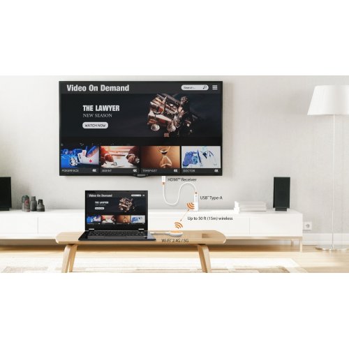 Бездротовий подовжувач J5create JVAW62 ScreenCast USB Type-C to HDMI Full HD up to 15m (JVAW62-N) White/Orange купити в Україні | Telemart фото