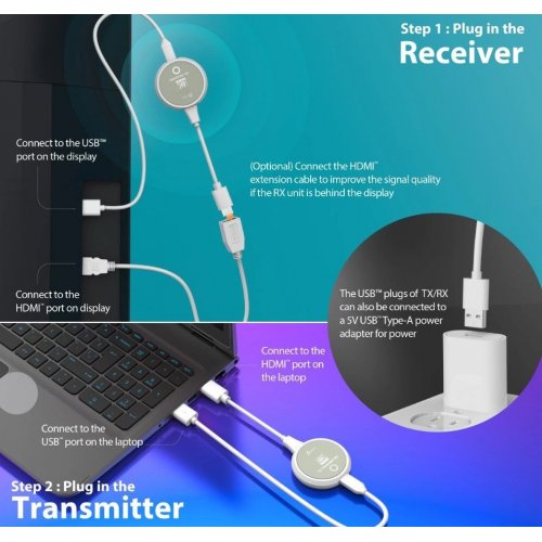 Беспроводной удлинитель J5create JVAW75 ScreenCast HDMI to HDMI 4K up to 30m (JVAW75-N) White/Gray купить в Украине | Telemart фото