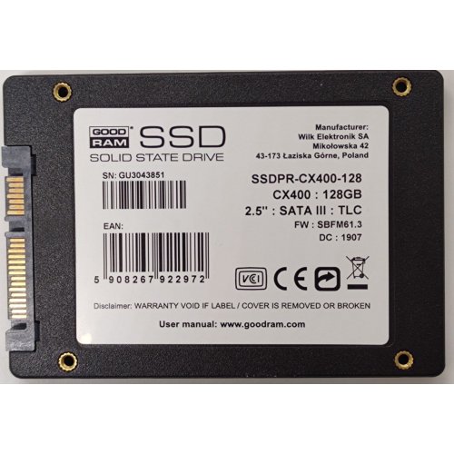 Ssd-диск GoodRAM CX400 TLC 128GB 2.5" (SSDPR-CX400-128) (Відновлено продавцем, 905679) купити в Україні | Telemart фото