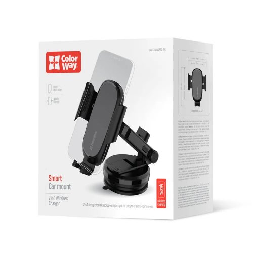 Автомобільний зарядний пристрій ColorWay Dashboard Wireless 15W (CW-CHAW037Q-BK) Black купити в Україні | Telemart фото