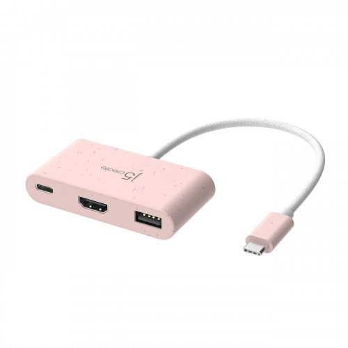 USB-хаб J5create JCA379E USB Type-C 3 in 1 (JCA379ER-N) Pink купити в Україні | Telemart фото