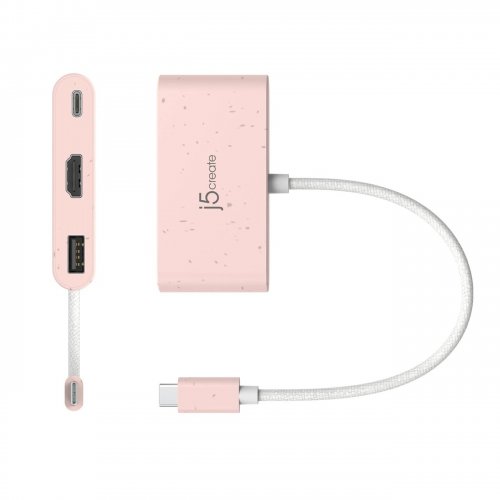 USB-хаб J5create JCA379E USB Type-C 3 in 1 (JCA379ER-N) Pink купити в Україні | Telemart фото