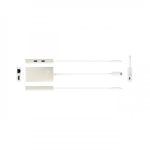 USB-хаб J5create JCA374 USB Type-C 5 in 1 (JCA374-N) Champagne Metallic купити в Україні | Telemart фото