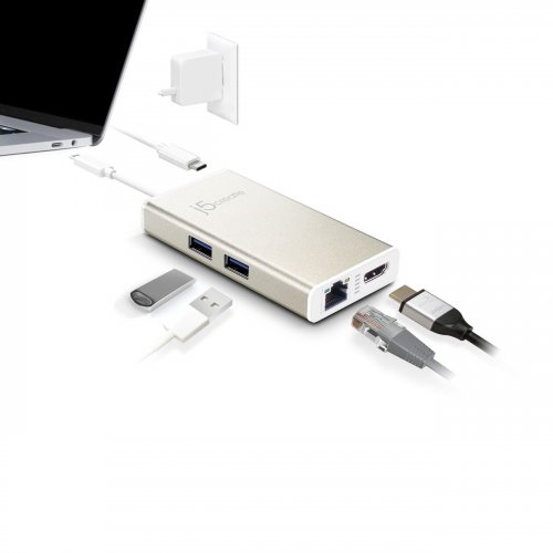 USB-хаб J5create JCA374 USB Type-C 5 in 1 (JCA374-N) Champagne Metallic купити в Україні | Telemart фото